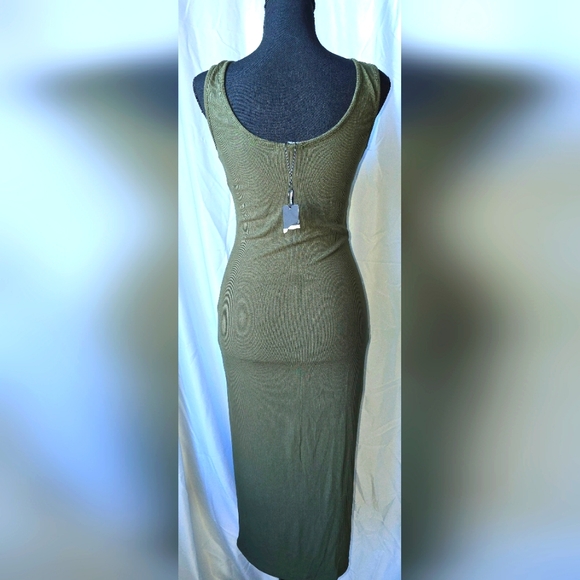 💚NWT FASHION NOVA Ribbed Style Olive Dress, Medium - Picture 3 of 5